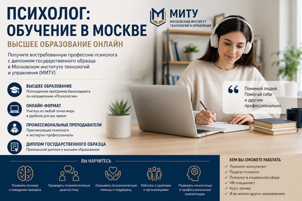 Психолог: обучение в Москве, высшее образование и возможности профессионального онлайн-образования